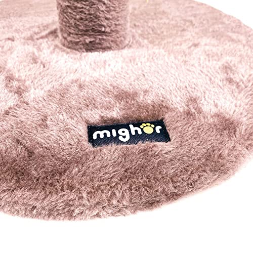 Arranhador de gato luxuoso, multifuncional com poste móvel por mola para estimular a caça e brinqued