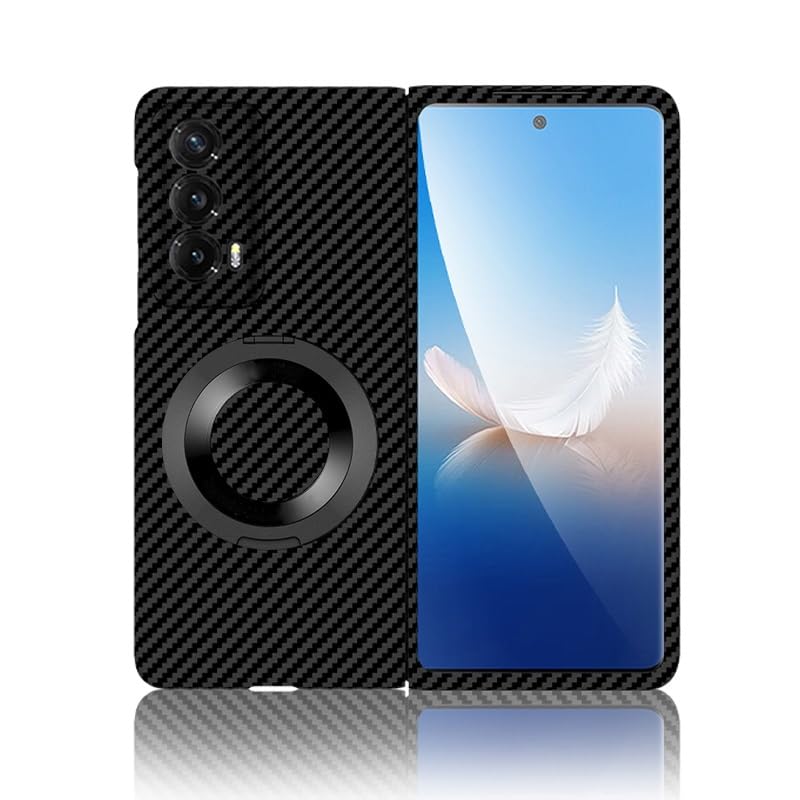 Coque Honor Magic VS2 en fibre de carbone noire avec béquille intégrée