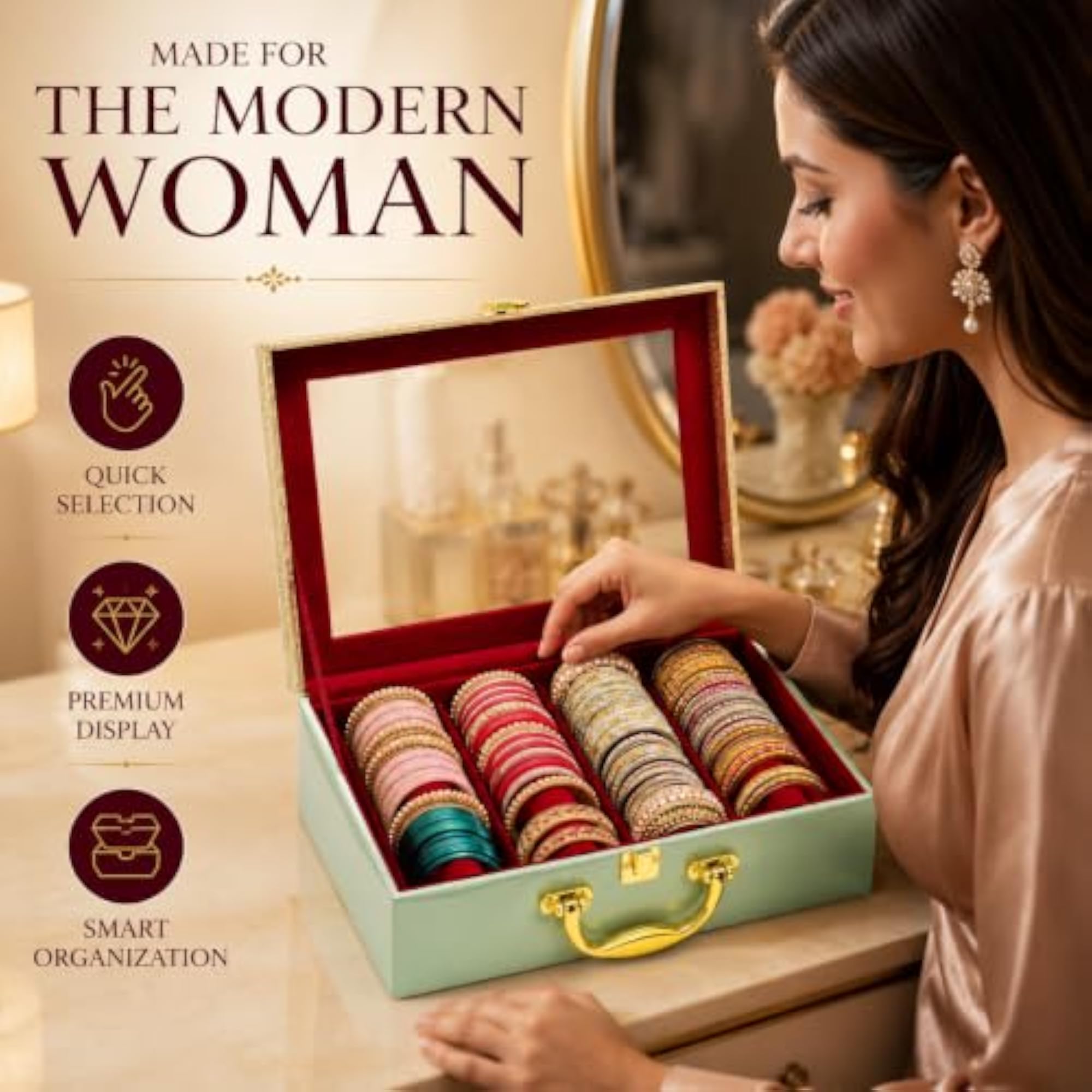 4 Row Bangle Holder Organizer for Home Jewellery Collection