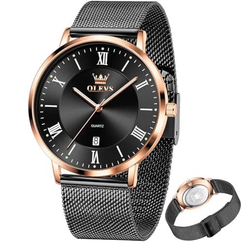 Image of OLEVS Mens Gold Watches Analog Quartz Business Dress Watch Day Date Stainless Steel Classic Luxury Luminous Waterproof Casual Male Wrist Watches