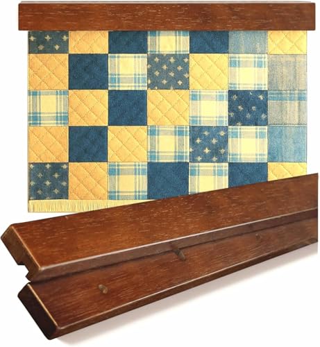 Dacri Home Quilt Hanger for Wall Display - 72 Inch Tapestry Hanger from Premium Teak Wood Safe Mount Quilt Rack for Heavy Rugs Tapestries and Other Wall Hangings (Light Wallnut)