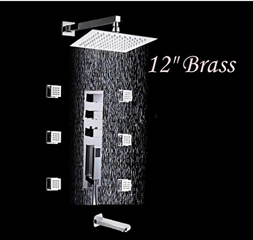 Mitigeur thermostatique de douche mural avec pommeau pluie 30,5 cm Gowe