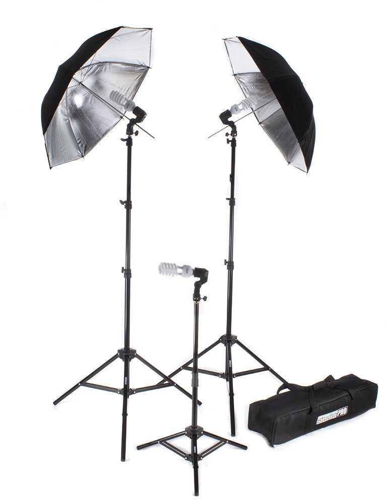 Fovitec StudioPRO 675W Light Single Lamp Black on Silver Umbrella Kit