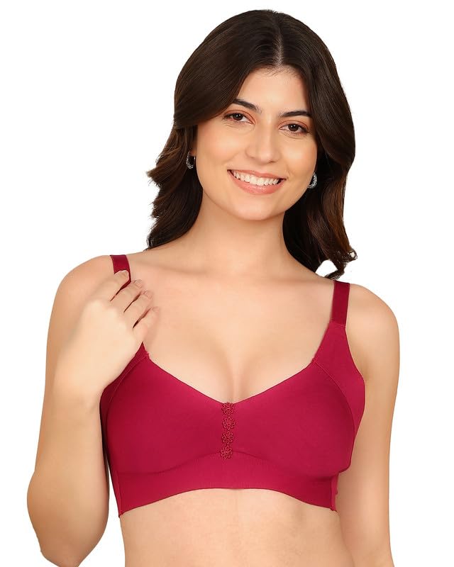 Image of Komli M-Frame Non-Padded Cotton Bonded Seamless Minimiser | Full Coverage | Hidden Concealer | Elastic-Free Comfort | Wire-Free | Side Wings with Gripper | Adjustable Straps