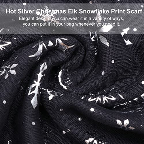 GALPADA Snowflake Sheer Scarves Lightweight Winter Xmas Collection Scarf Holiday Decorative Scarves for Women Ladies Black2
