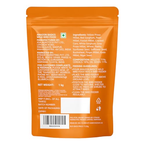 Image of Amazon Basics Mix Seed Bird Food for Wild Birds | 1 Kg | 100% Natural | Energy-Rich & Easily Digestible | Suitable for All Life Stages | Made in India