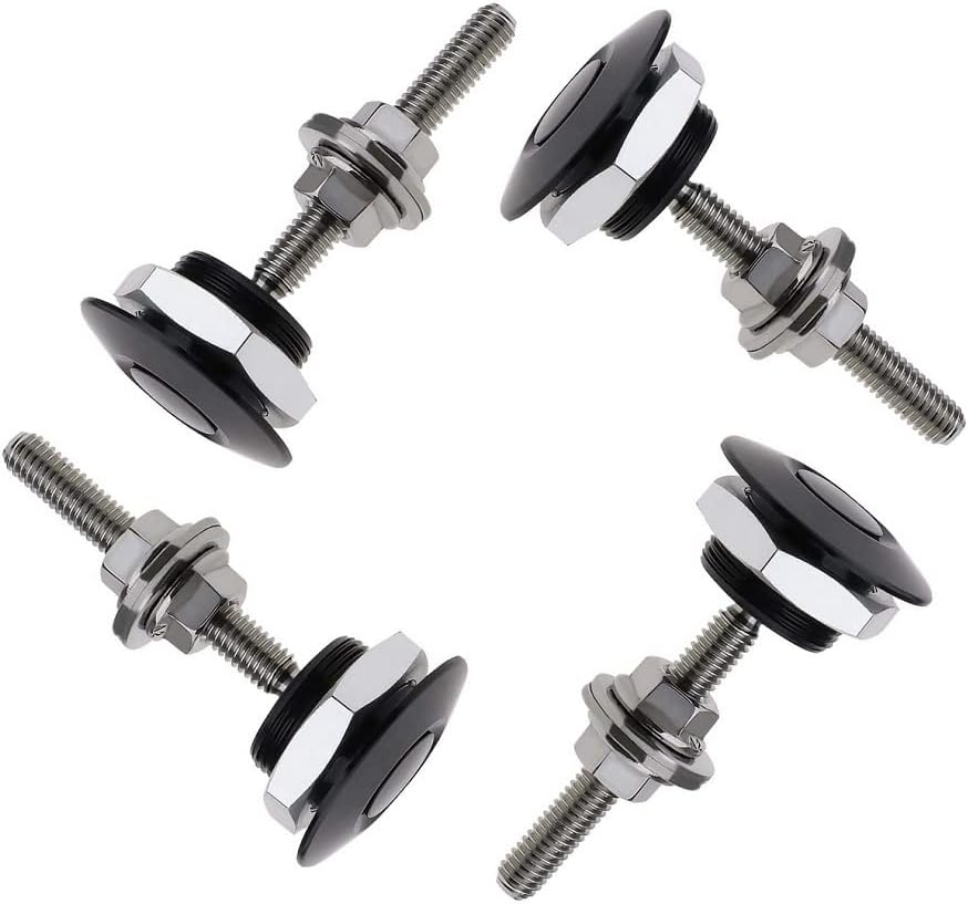 4Pack Quick Release Latch Lock Clip Push Button Bonnet Kit 1.25in/32mm Diameter Universal Aluminum Alloy Quick Latch Lock for Auto Car Bumper License Plate Hood or Various DIY(4Pack-Black)