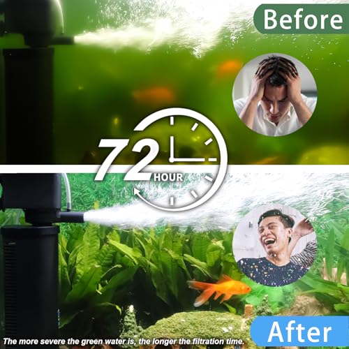 Coospider-Repta LARGE FISH TANK FILTER FOR 75-200 GALLON 600Gph Uv Aquarium Filter For 75-200 Gal Tank, Large Fish Turtle Tank Green Water Clean Machine Submersible Canister Filter Powerful Pump Pond Filter thumb #1