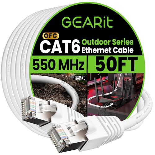 GEARit Cat6 Outdoor Ethernet Cable 23AWG Pure Copper, FTP,