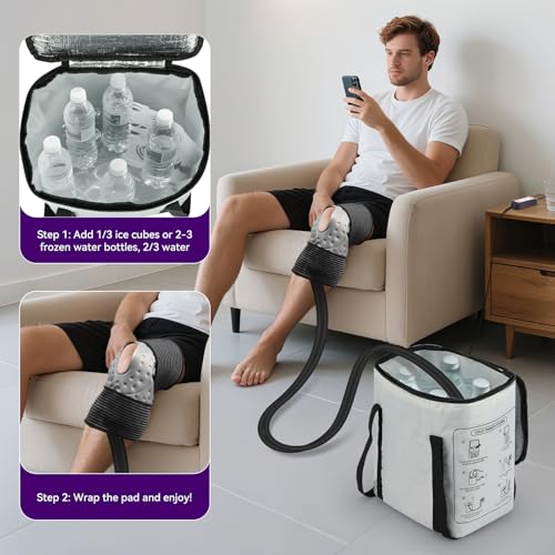 Image of Cold Therapy Machine with 6 Timer Settings & 3 Flow Speeds, Portable Ice Machine for Knee After Surgery - Leak-Resistant Circulating Unit for Knee, Shoulder, Hip, Ankle - Post-Op Pain Relief