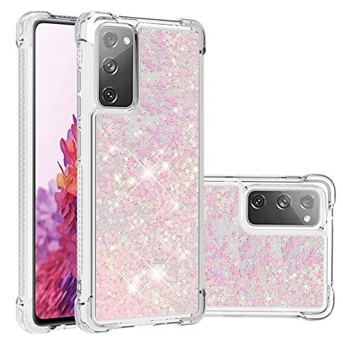 Coque Samsung S20 FE à paillettes rose transparente en silicone TPU anti-chocs
