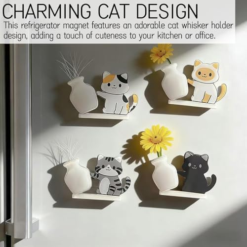 Imanes decorativos para nevera con diseño de gato 3D, pack de 4 miniatura 2