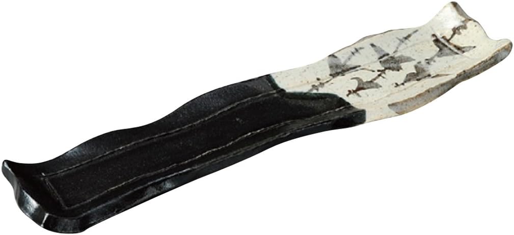 Yamasita Craft 11146080 Black Oribe Modern Cut 12.0 Appetizer Plate, 3.0 x 14.4 x 1.2 inches (7.7 x 36.5 x 3 cm)