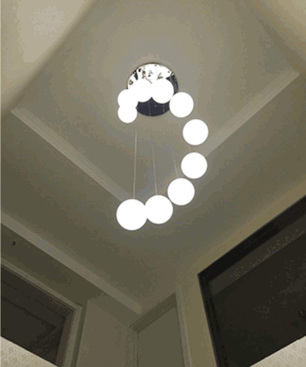 SYAXVOM Multi Balls Staircase Chandelier Modern Dining Room Lamp Round Spherical Duplex Villa Rotating Building Large Living Long (Size : 10-hts) Made in China