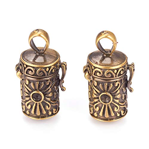KISSITTY 10pcs Brass Prayer Box Pendants Antique Bronze Hollow Cage