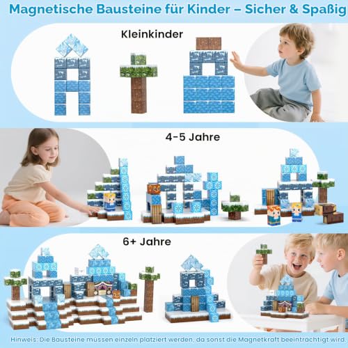 Magnetbausteine 100 Teile - Magnetisches Bauspielzeug für Kinder ab 3 Jahren - STEM Lernspielzeug mit Kreativitätsförderung- Geschenk für… – Ansicht 5