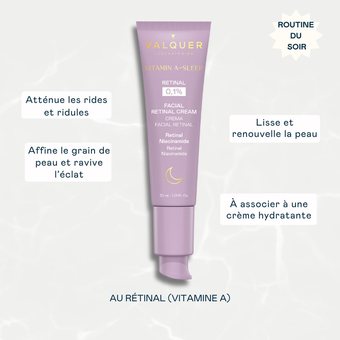 VALQUER Crème De Nuit Anti-Âge Au Rétinal 0,1% Vitamin A-Sleep | 30 ml