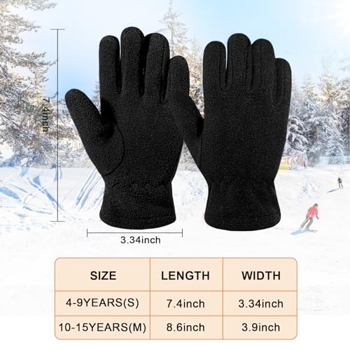 ONESING 3 Pairs Kids Fleece Winter Gloves - Toddler Warm Gloves for Boys & Girls - Full Fingers, Cold Weather2