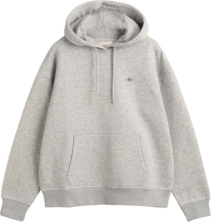 Gant Damen Shield Hoodie Kapuzenpullover, Light Grey Melange, XXL EU