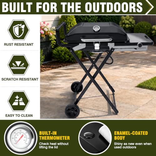 Image of Bestfire Propane Gas Grill, 13000 BTU 2-in-1 Griddle & Grill Grate Foldable