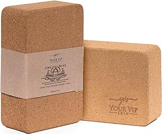 YVS® - 2 x Cork Yoga Block, Yoga Brick, with Eco-Friendly Natural Sustainable Cork, Taco Yoga, Pilates, Fitness, Yoga Block Cork