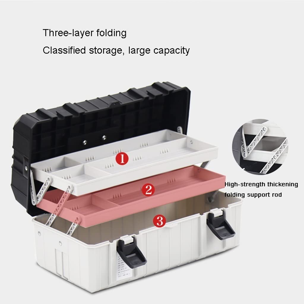 Cassetta degli attrezzi Cassetta portautensili portatile multifunzionale Cassetta portautensili in plastica pieghevole a tre strati Cassetta portautensili for utensili domestici Organizzatore degli at