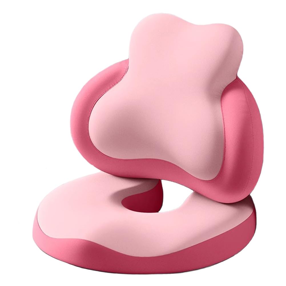 Seat Cushion for Office Chair Orthopedic Back and Butt Pillow for Sciatica Hip Pain Relief Memory Foam Lumbar Support Pillow(Pink,2 Piece Set)