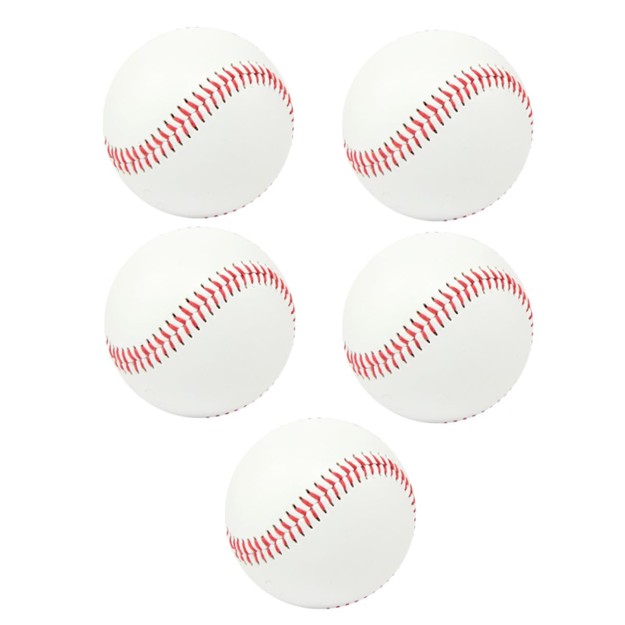 Baseball Trainingsball Nr 9, 5 Stück, Pu, für Kinder und Jugendliche | Offizieller Baseball Look, Aufprall, Weiß, für Indoor Training und Wettkampf