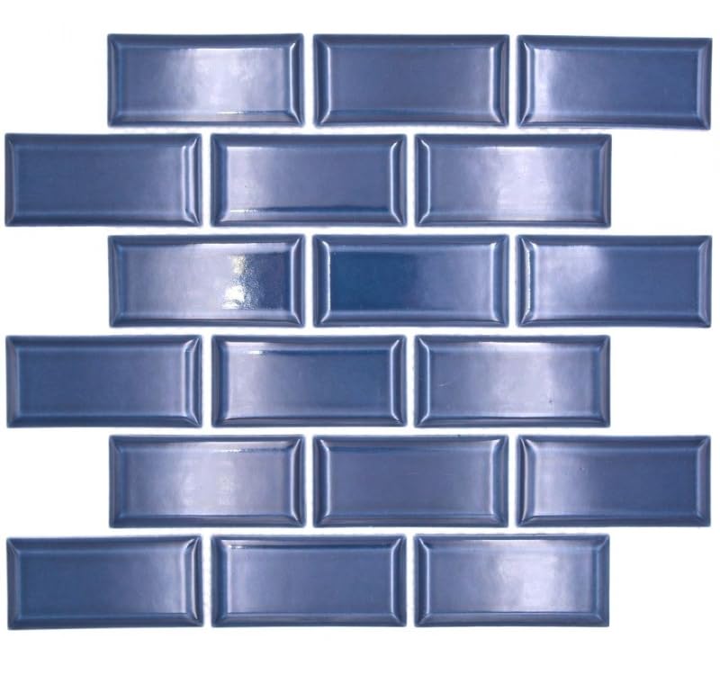MOS24-04K_f - Mosaico de cerámica para pared de cocina, color azul brillante