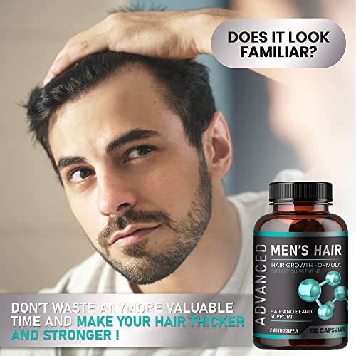 Hair Growth Vitamins For Men - Anti Hair Loss Pills. Regrow Hair & Beard Growth Supplement For Volumize, Thicker Hair.Stop Hair Loss And Thinning Hair With Biotin & Saw Palmetto Hair Vitamins.120 Caps - Image 5
