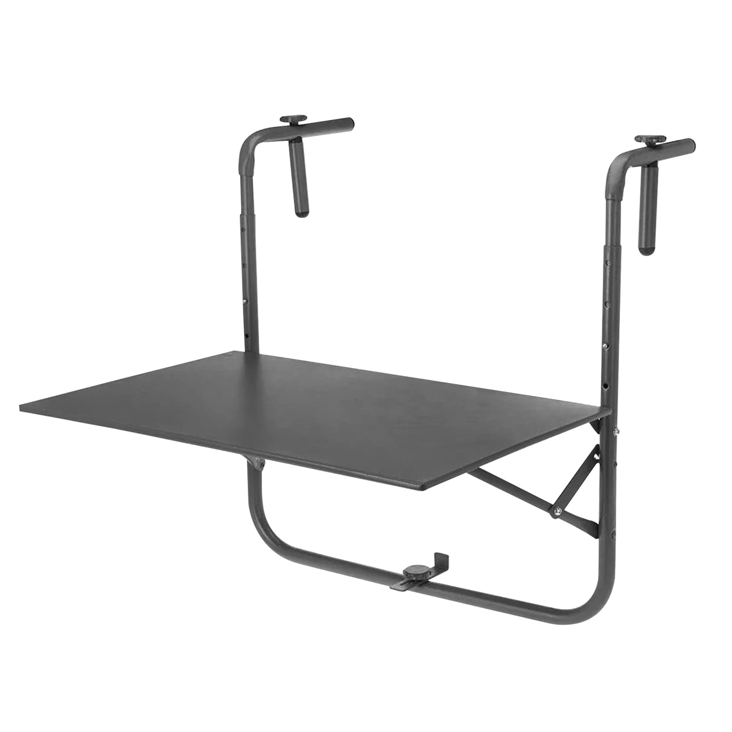 AGP ADVANCED GLOBAL PRODUCTIONS Balcony Hanging Table Adjustable Railing Patio Coffee Party Work Garden Deck (Dark Grey)