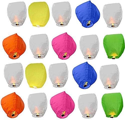 Eabir Make A Wish Sky Lantern Hot Air Balloon With Fuel Wax Candle, White (Pack Of 10), Unscented