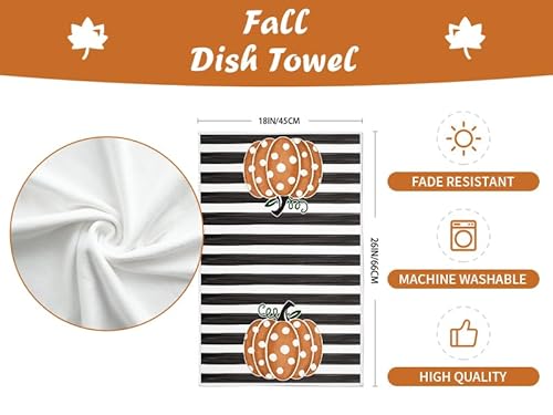 Arkeny AD006-V2 Fall Kitchen Towels For Fall Decor,Orange Pumpkin Polka Dot Stripes Autumn Dish Towels 18X26 Inch,Farmhouse Home Thanksgiving Harvest Vintage Decorations Set Of 2 Ad006-V2 thumb #7