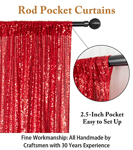 Cortinas Lentejuelas ShinyBeauty 2 Paneles Rojo 2FTx8FT miniatura 3