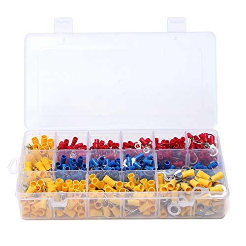 ChaRLes 650 Pc Surtido Anillo Aislado Terminales De Alambre Eléctrico Crimp Conector Set Kit