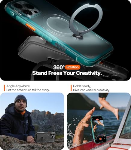 Image of TORRAS Ostand Q3 Air Original for iPhone 16 Pro Max Case, 360 Magnetic Stand, MagSafe Compatible, Mil-Grade Drop Tested, Camera Control Button, Shockproof for 16pro Max Cover, Black