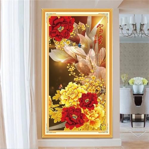 Kit complet diamond painting adulte fleur pour décoration salon chaleureux