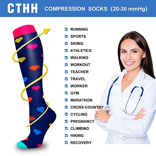 CTHH 5/7 Pairs Compression Socks for Women & Men Circulation - Compression Stockings for Support Running Athletics Nursing Travel4