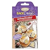 Günthart BackDecor Weihnachtsdekor aus Zartbitterschokolade mit weiß-goldenem Dekor, 15 Stück