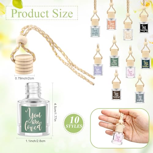 Image of Funnymoom 20 Pcs Inspirational Gifts Bulk Empty Glass Car Air Freshener Diffuser Hanging Employee Appreciation Thank You Gifts for Staff Coworker Office Nurse Teacher Volunteer Hanging Decor