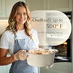 Overmont Enameled Cast Iron Dutch Oven - 5.5QT Pot with Lid Cookbook & Cotton Potholders - Heavy-Duty Cookware for Braising, Stews, Roasting, Bread Baking Cream White - Image 5