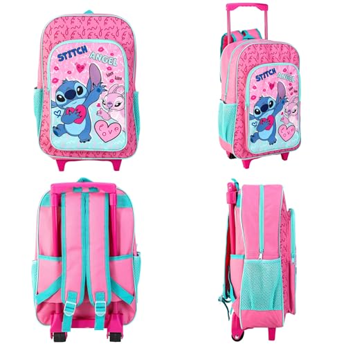 Stitch Deluxe Trolley Backpack Childrens Travel Bag Kids Girls Character Luggage Carrier Suitcase Cabin Bag with Side Mesh Pockets Lilo - Image 6