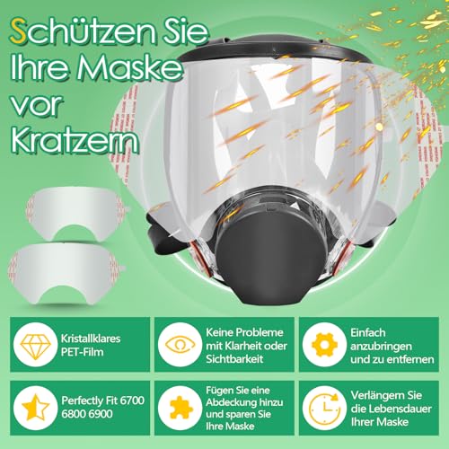 Trudsafe 30 Stück Abziehbare Linsenabdeckung kompatibel für 3M 6885, 6000, 6700, 6800, 6900 Serie Gesichtsschutzabdeckung