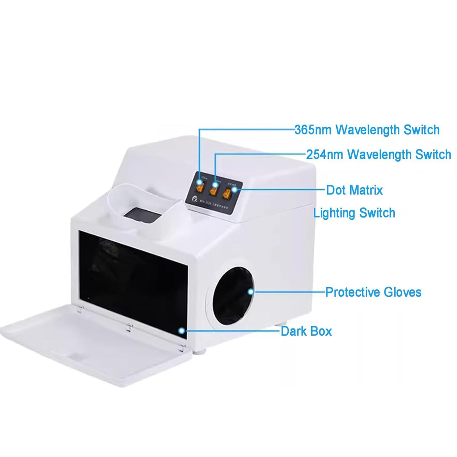 Analizzatore ultravioletto UV, rilevatore di fluorescenza da laboratorio, lunghezza d'onda 254 nm/365 nm, include filtro UV con finestra di osservazione per test e analisi del prodotto