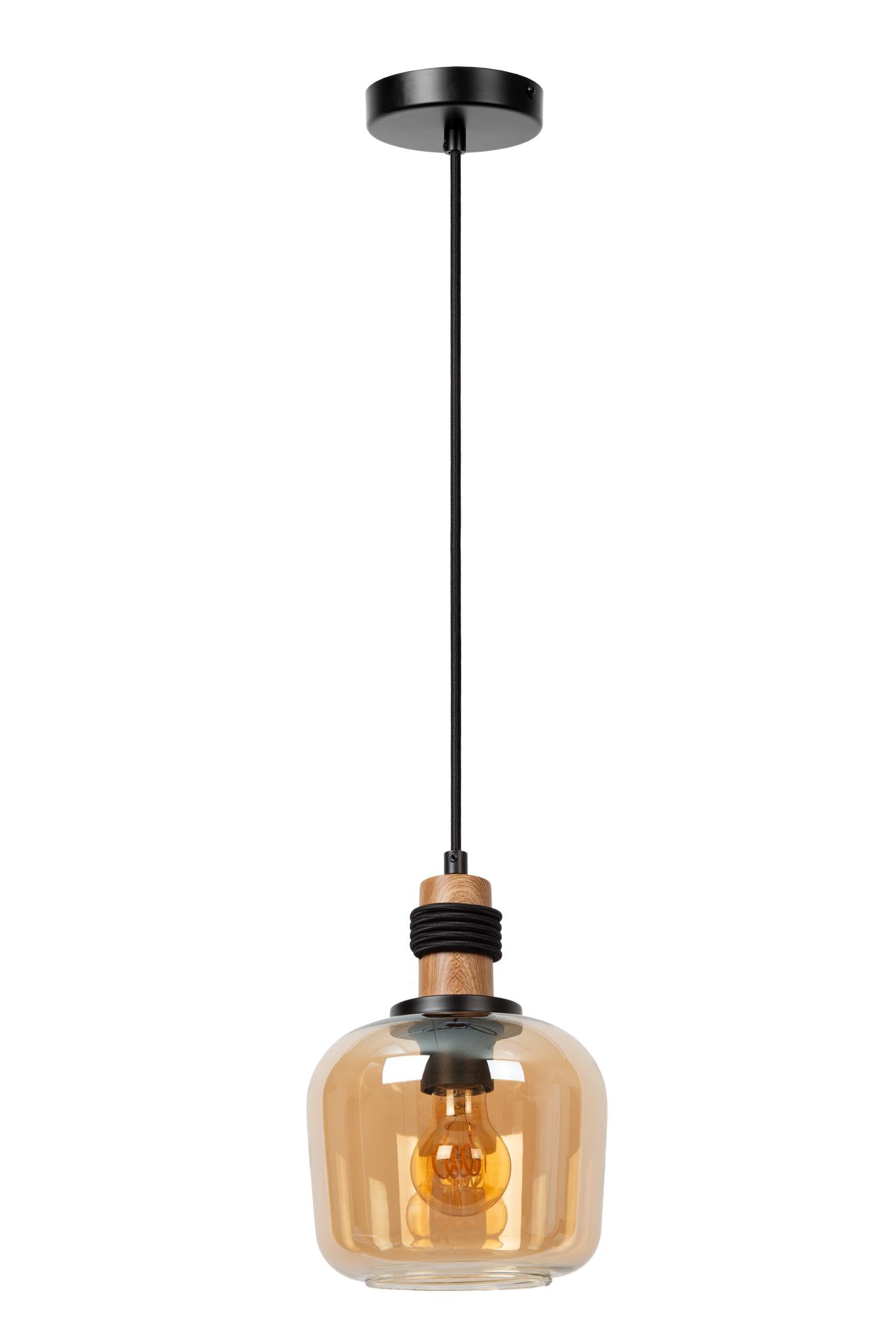 LUCIDE ILONA - Lámpara colgante - Ø 18 cm - 1xE27 - Ámbar