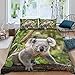 Produktbild JIARAO Kinder Bettwäsche Set 135x200 3D Druck Koala Auf Eukalyptus Bettwäsche100% Mikrofaser Weiche mit Reißverschluss Landtiere Sommer Bettbezüge und 2 Kissenbezug 80x80 cm