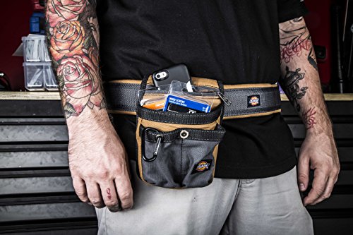 Dickies Heavy-Duty Padded Work Belt For Contractors, Double-Tongue Roller Buckle, Adjustable, 5-Inch Width, Holds Most Tool Belt Pouches, Grey/Tan #TOP6
