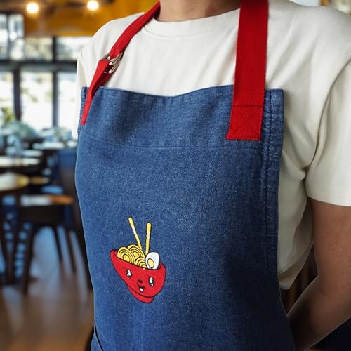 Image of 100% Cotton Unisex Apron - Adjustable Neck Straps, Vibrant Print, Reinforced Stitching, Multipurpose& Deep Pocket - for Cooking, Catering, Gardening, Painting-Printed Aprons