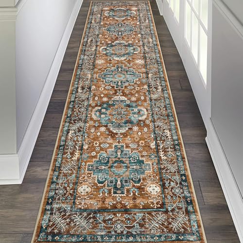 Pauwer Boho Hallway Runner Rug 2x8 Washable Entryway Area Rugs Non Slip Farmhouse Vintage Floor Mat Carpet Runner for Hallways Laundry Room Kitchen Bathroom Bedroom