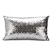Monbedos Housse de coussin en satin à sequins - 30 x 50 cm - Sans coussin - Argenté